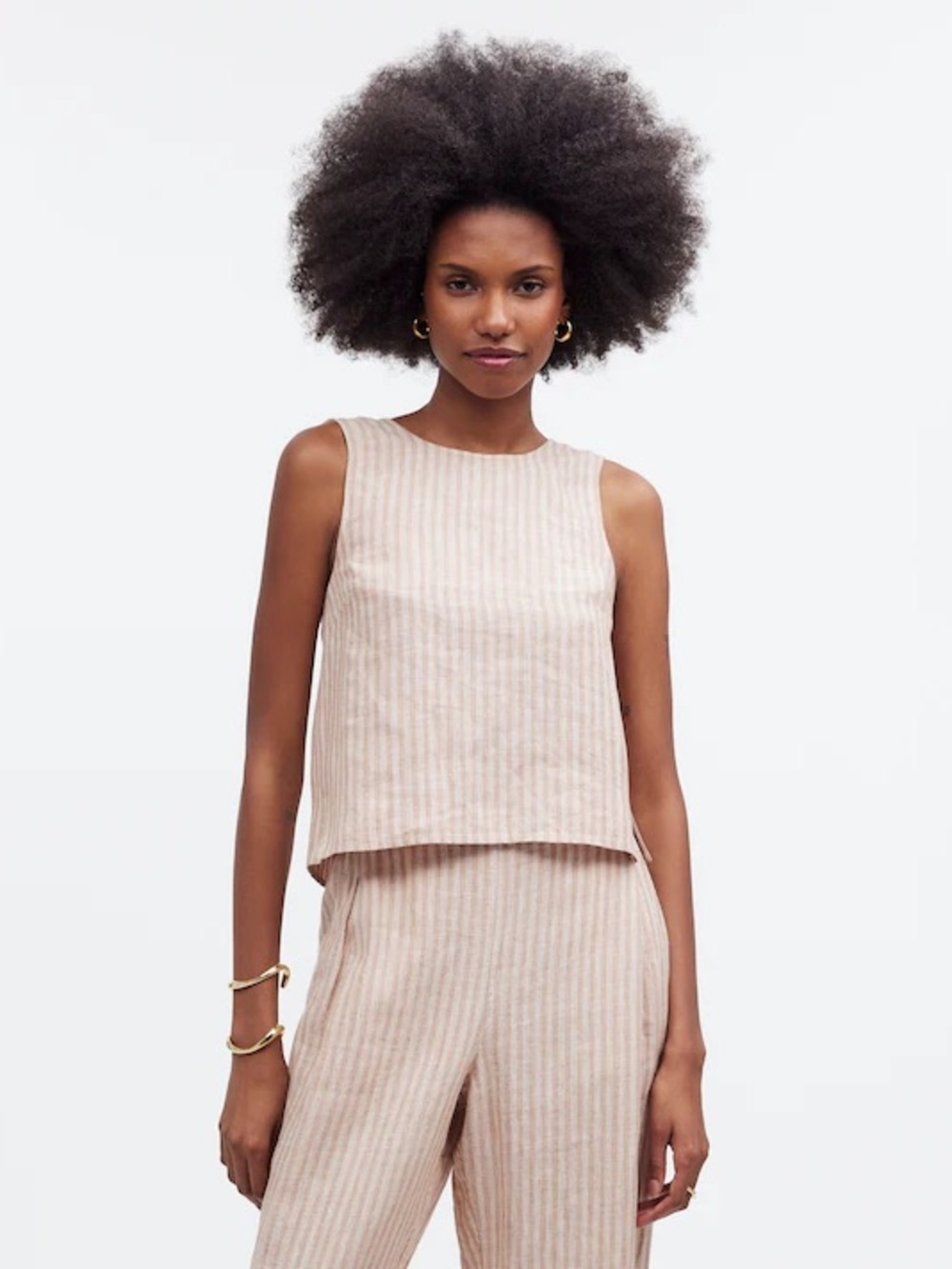 Madewell Striped Linen scoop neck tie Back shirt sleeveless top miso